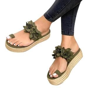 Women's Summer Sandals Platform Open Toe Flip Flops Green Size US9/EU41